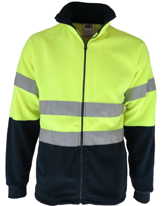 HiVis two tone full zip polar fleece with generic R/Tape