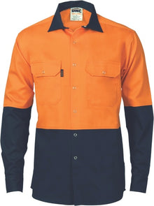  HiVis Two Tone Drill Shirt with Press Studs