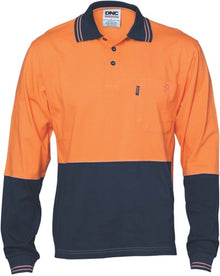  HiVis Cool-Breeze Cotton Jersey Polo Shirt
 with Under Arm Cotton Mesh - L/S