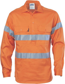  HiVis Close Front Cotton Drill
 Shirt with 3M R/Tape