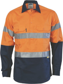  HiVis Two Tone Closed Front Cotton Shirt
 with 3M R/Tape
