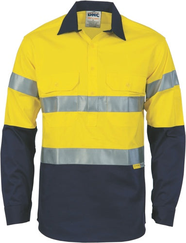 HiVis Two Tone Closed Front Cotton Shirt
 with 3M R/Tape