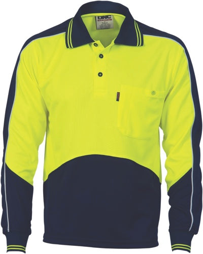 HiVis Cool Breathe Panel Polo Shirt - Long Sleeve