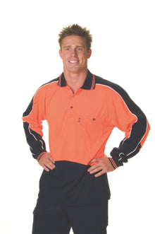  HiVis Cool Breathe Panel Polo Shirt - Long Sleeve