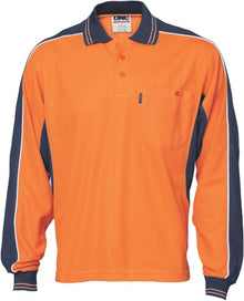  Poly/Cotton Contrast Panel Polo - long Sleeve