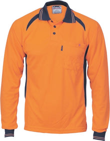  Cool-Breeze Contrast Mesh Polo - long sleeve