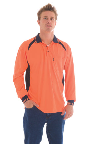Cool-Breeze Contrast Mesh Polo - long sleeve