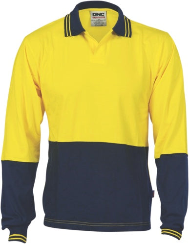 Hivis Cool Breeze Cotton Jersey Food Industry  Polo - Long Sleeve