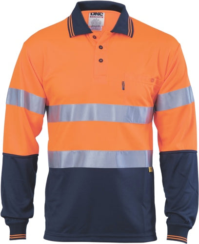 Hivis D/N Cool-Breathe Polo Shirt With 3M 8906 R/Tape - Long Sleeve