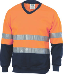  Hivis Two Tone Sweatshirt (Sloppy Joe) With Generic R/Tape V-Neck