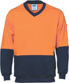 HiVis Two Tone Cotton Fleecy Sweat
 Shirt V-Neck