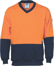  HiVis Two Tone Cotton Fleecy Sweat
 Shirt V-Neck