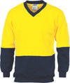 HiVis Two Tone Cotton Fleecy Sweat
 Shirt V-Neck