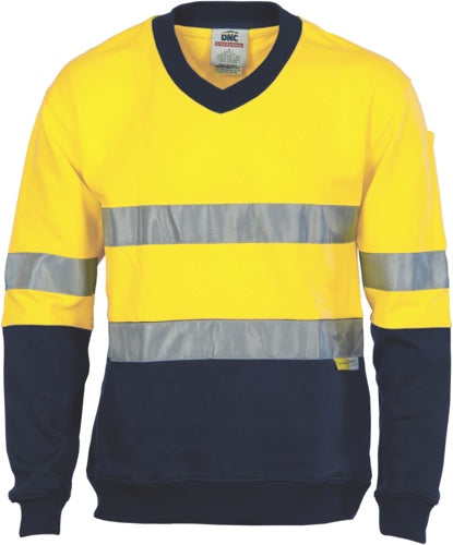 HiVis Two Tone Cotton Fleecy Sweat
Shirt V-Neck with 3M R/Tape