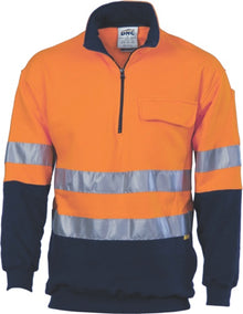  HiVis Two Tone 1/2 Zip Cotton Fleecy
 Windcheater with 3M R/Tape