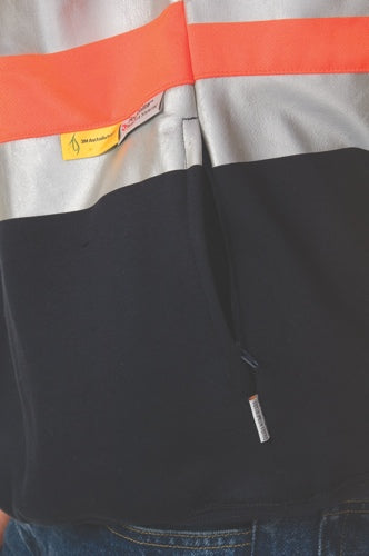 HiVis Two Tone 1/2 Zip Cotton Fleecy
 Windcheater with 3M R/Tape