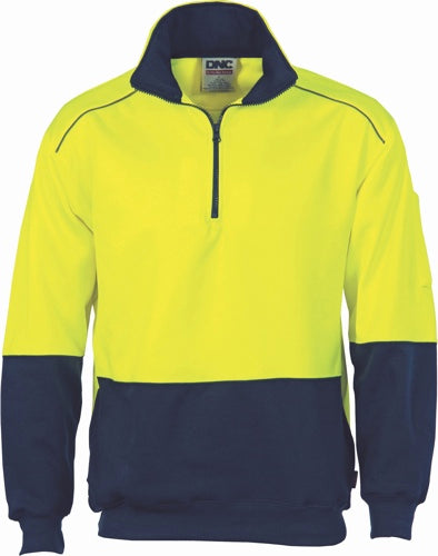 HiVis Two Tone 1/2 Zip Reflective Piping
 Sweat Shirt