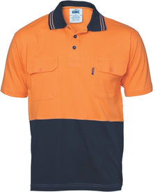  HiVis Cool-Breeze 2 Tone Cotton Jersey Polo
 Shirt with Twin Chest Pocket - S/S