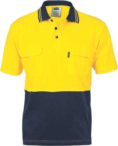 HiVis Cool-Breeze 2 Tone Cotton Jersey Polo
 Shirt with Twin Chest Pocket - S/S