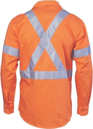 HiVis Cool-Breeze Cross Back Cotton Shirt with 3M R/Tape - long sleeve