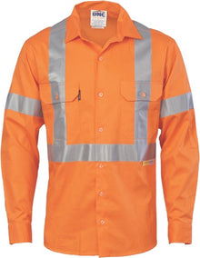  HiVis Cool-Breeze Cross Back Cotton Shirt with 3M R/Tape - long sleeve