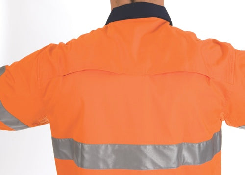 HiVis 3 Way Cool-Breeze Cotton Shirt with CSR/Tape - Long sleeve