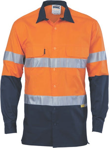  HiVis 3 Way Cool-Breeze Cotton Shirt with CSR/Tape - Long sleeve