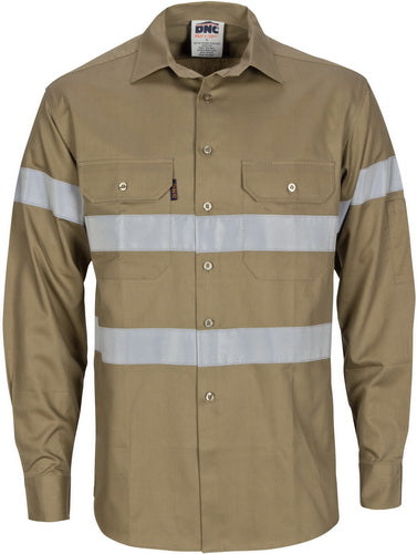 HiVis Cool-Breeze Cotton Shirt with Generic
 R/Tape - Long sleeve