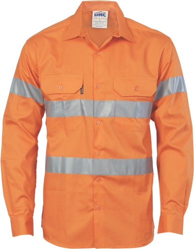 HiVis Cool-Breeze Cotton Shirt with Generic
 R/Tape - Long sleeve