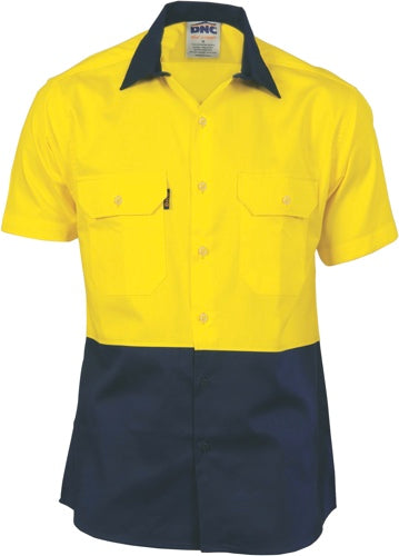 HiVis Two Tone Cotton Drill Vented Shirt -
Short Sleeve