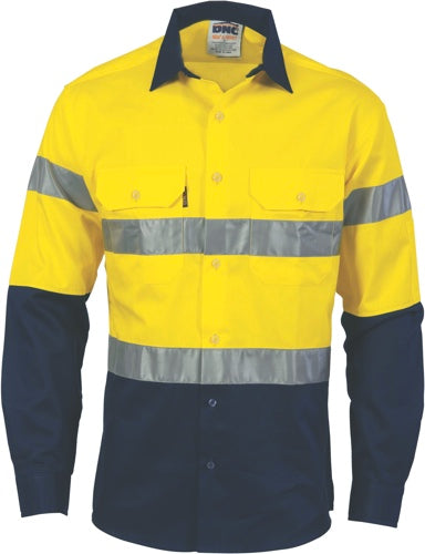 HiVis D/N 2 Tone Drill Shirt with Generic R/Tape -
long sleeve