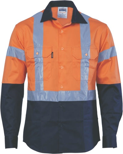 HiVis D/N 2 Tone Drill Shirt with H Pattern
 Generic R/ Tape - Long sleeve