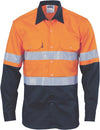 HiVis Cool-Breeze Vertical Vented Cotton Shirt
 with Generic R/Tape - Long sleeve