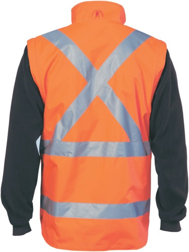 HiVis “4 in 1” Zip off Sleeve Reversible Vest,
 X Back with additional tape on Tail