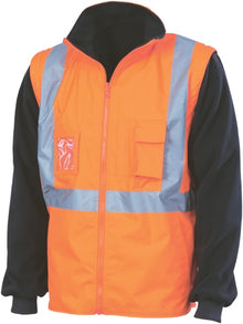  HiVis “4 in 1” Zip off Sleeve Reversible Vest,
 X Back with additional tape on Tail