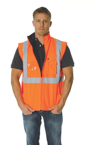 HiVis Cross Back D/N “4 in 1” Zip Off Sleeve Reversible Vest