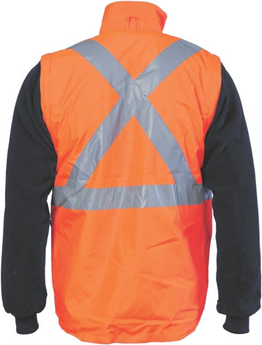 HiVis Cross Back D/N “4 in 1” Zip Off Sleeve Reversible Vest