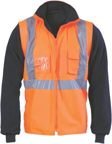  HiVis Cross Back D/N “4 in 1” Zip Off Sleeve Reversible Vest