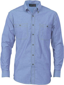 Cotton Chambray Shirt , Twin Pocket - Long Sleeve