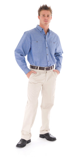 Cotton Chambray Shirt , Twin Pocket - Long Sleeve