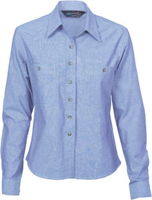  Ladies Cotton Chambray Shirt - Long Sleeve