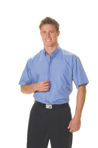 Polyester Cotton Chambray Business Sh irt - Short Sleeve