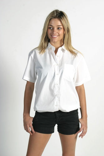Ladies Polyester Cotton
 Poplin Shirt - Short Sleeve