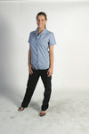 Ladies Revere Collar Mini (Check) Houndstooth B.Shirt - Short Sleeve