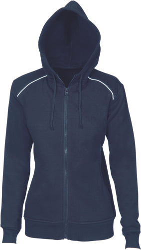 Ladies Contast Piping Fleecy Hoodie
