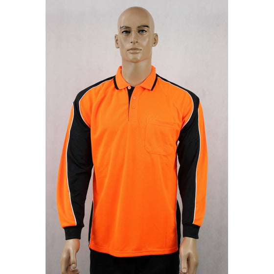 9072# HI VIS & WORK L/S POLO SHIRT