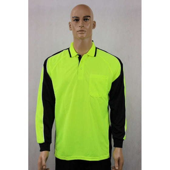 9072# HI VIS & WORK L/S POLO SHIRT