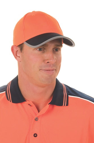 HiVis 2 tone cap with reflective trim & velcro strap