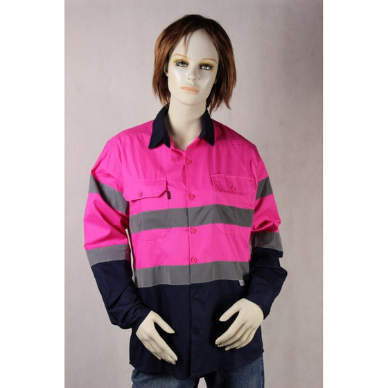J0076# LADIES TAPED LIGHTWEIGHT L/S DRILL SHIRT