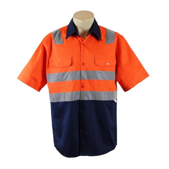 J0077# TAPED HI VIS S/S DRILL SHIRT
